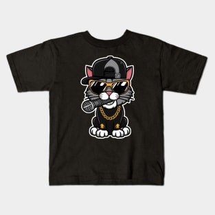 Hip Hop Cat Breaks the Rooftop Kids T-Shirt